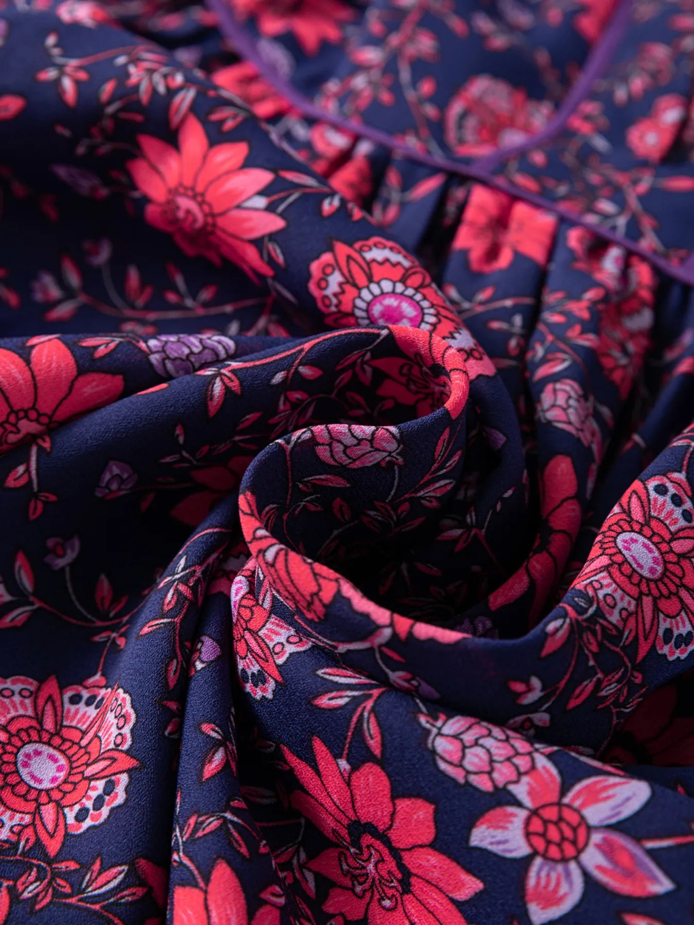 Floral Half Sleeve Split Neck Blouse Top OutfitFlow