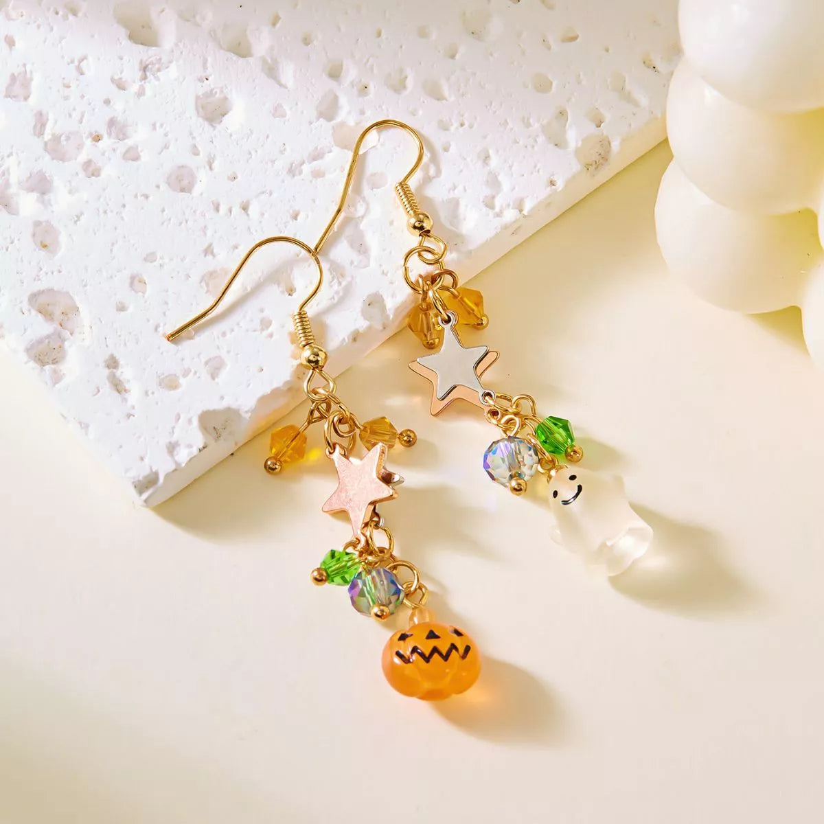 Halloween Asymmetrical Pumpkin Ghost Earrings OutfitFlow