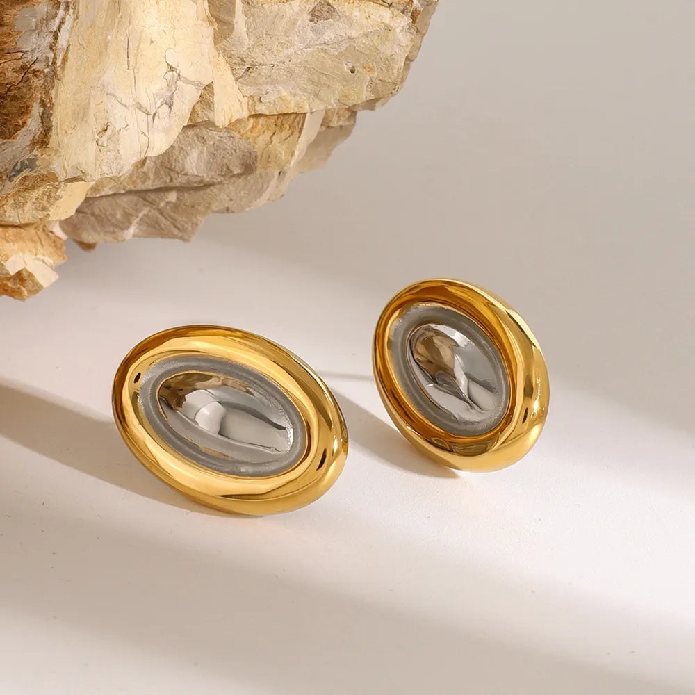 18K Gold-Plated Stainless Steel Stud Earring OutfitFlow