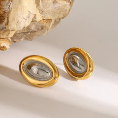 18K Gold-Plated Stainless Steel Stud Earring OutfitFlow