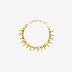 Titanium Steel Leaf Charm Bracelet OutfitFlow