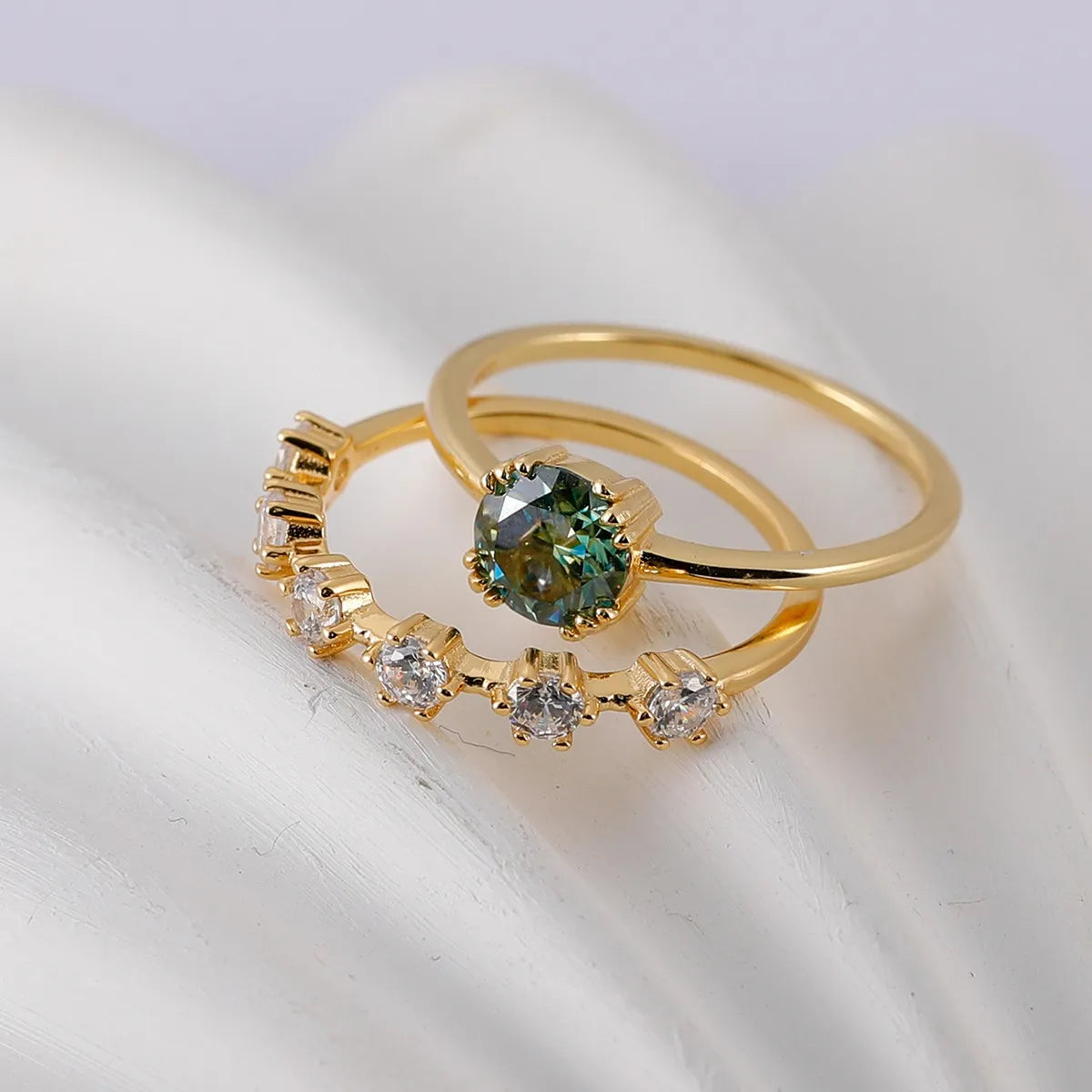 1 Carat Moissanite 925 Sterling Silver 2pcs Ring Set Gold OutfitFlow