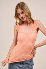 SO ME Floral Jacquard Seamless Tank Top PEACH OutfitFlow