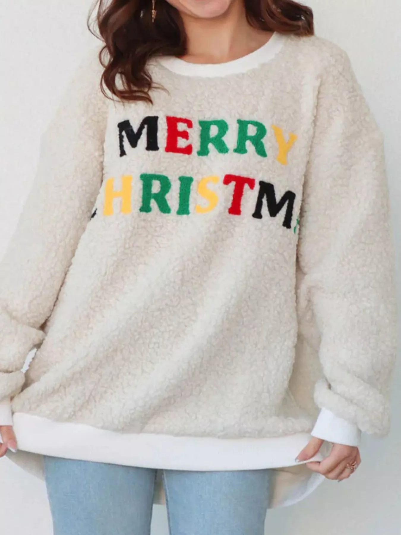 Merry Christmas Sherpa Fleece Sweatshirt OutfitFlow