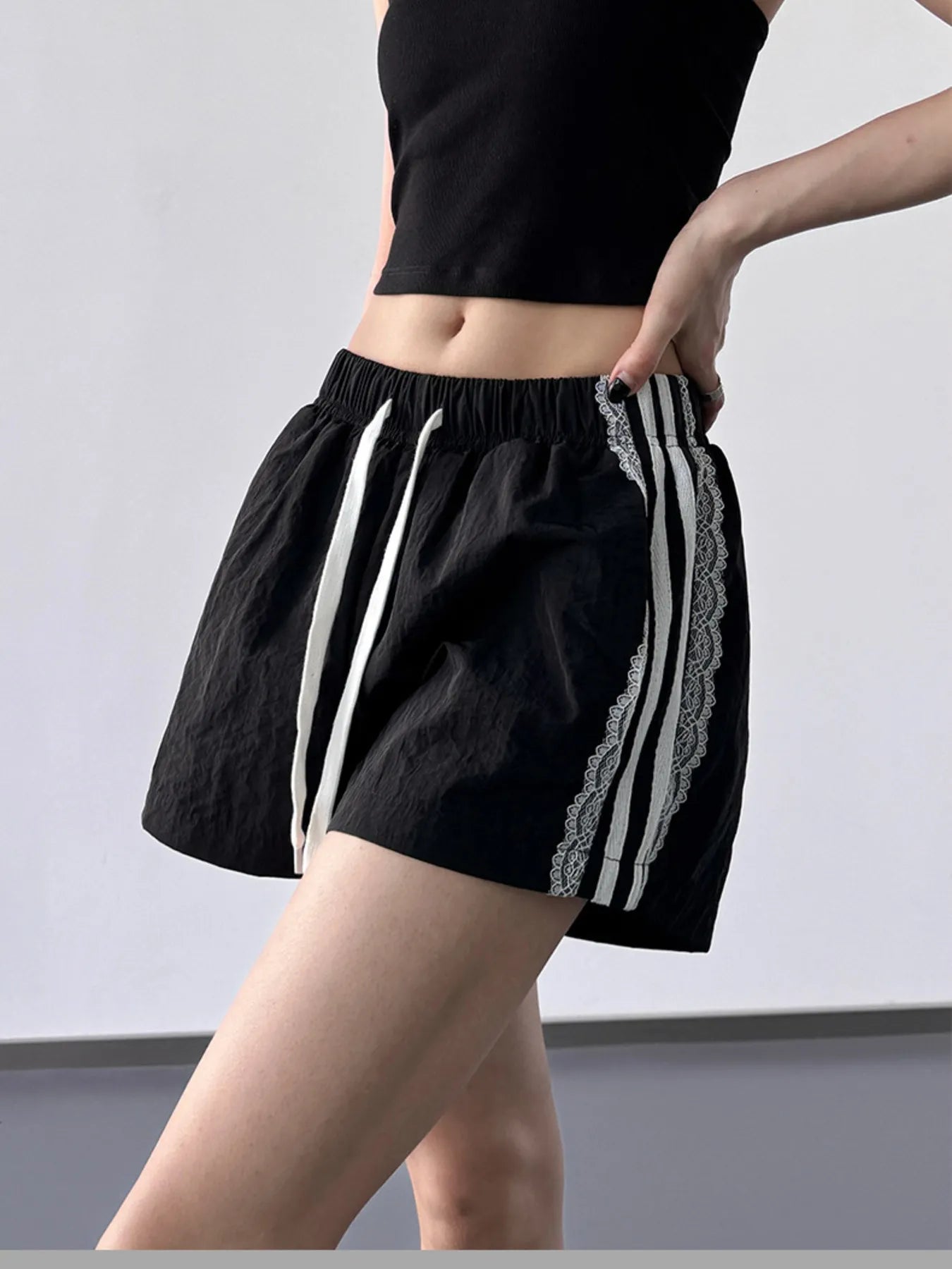 Side Stripe Drawstring Shorts OutfitFlow