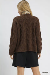 Umgee Cable Knit Cozy Sweater OutfitFlow