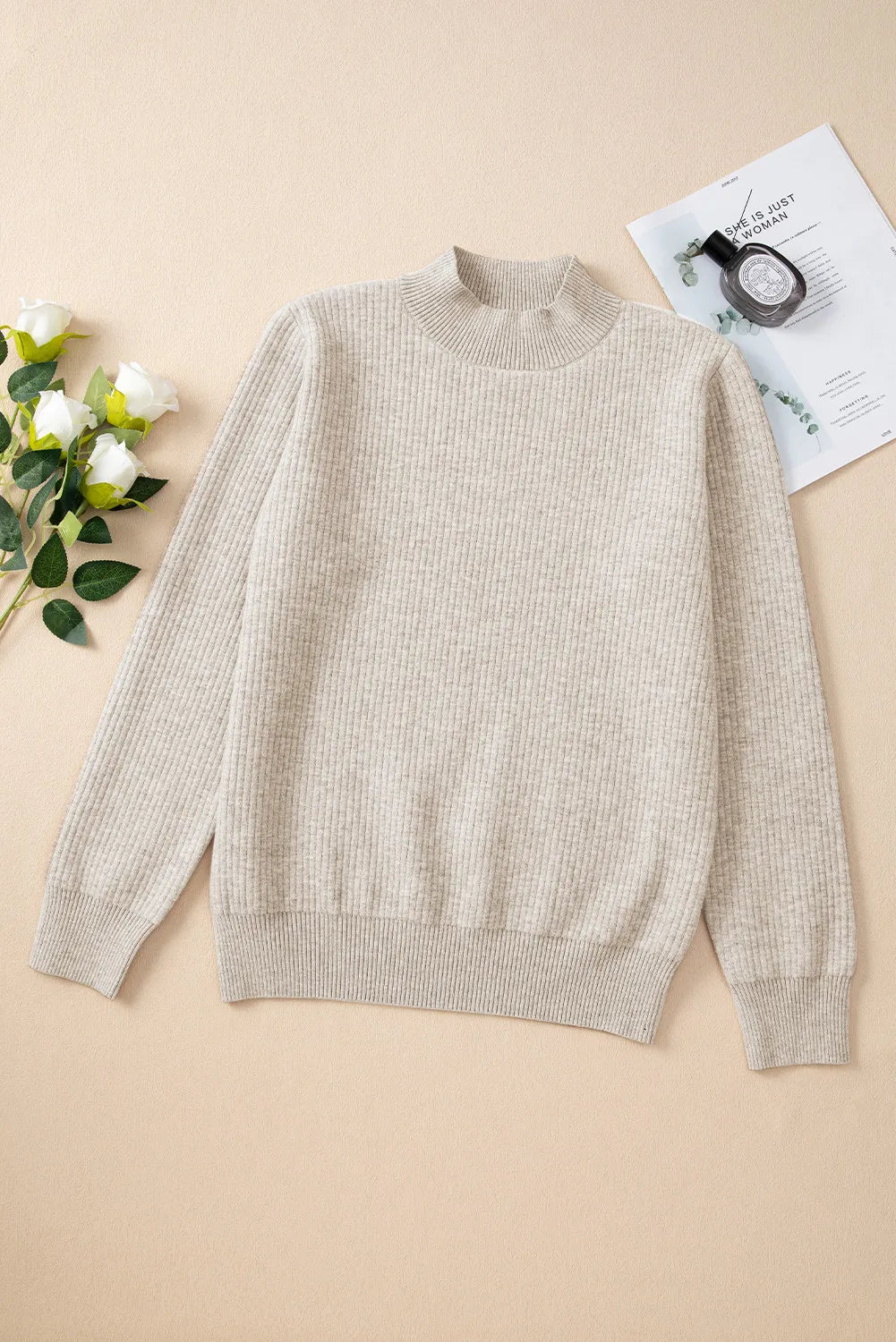 Mock Neck Long Sleeve Sweater OutfitFlow