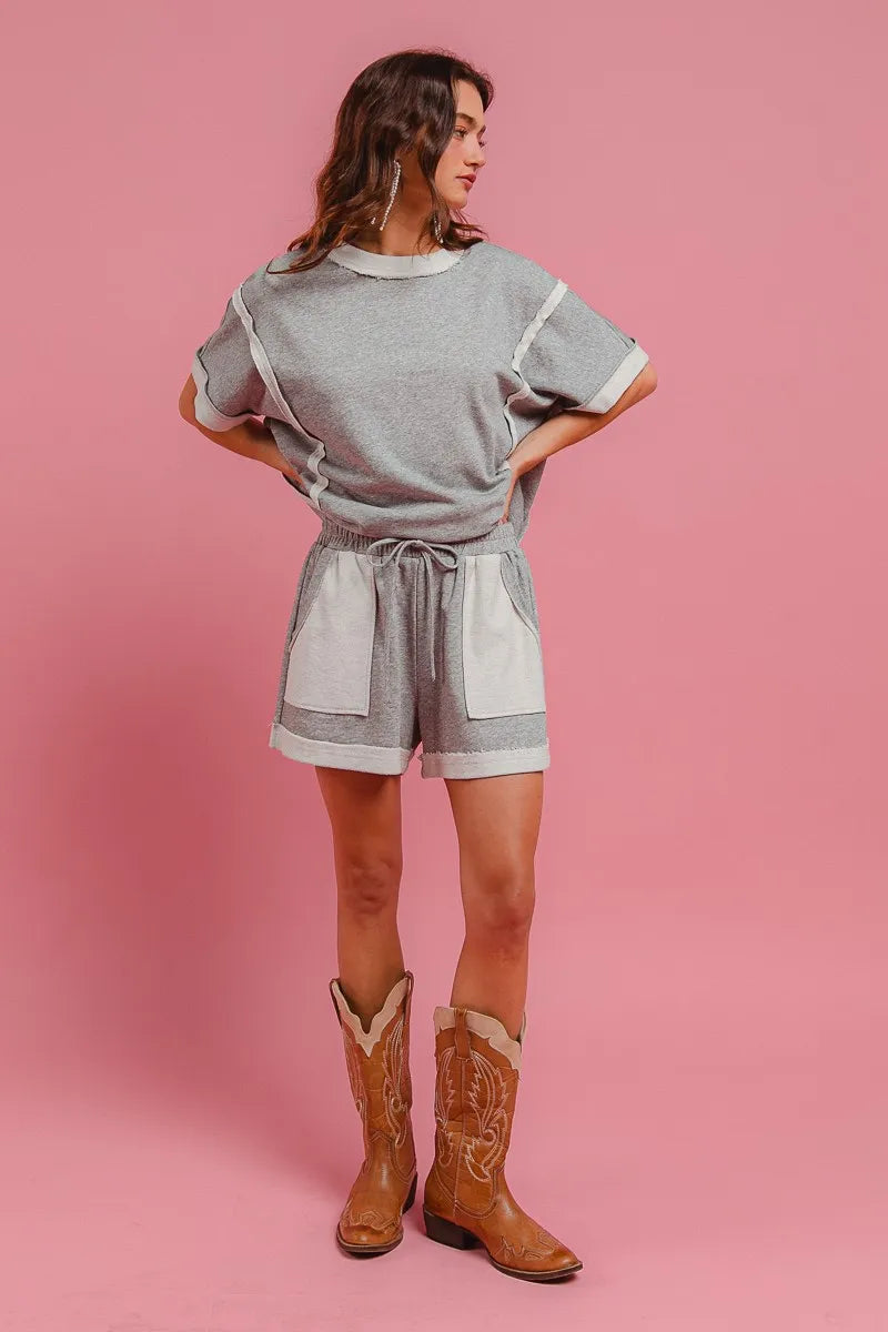 BiBi French Terry Knit Shorts with Side Pocket OutfitFlow