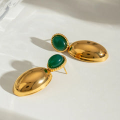 18K Gold-Plated Inlaid Agate Drop Earrings OutfitFlow