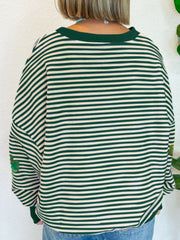 Stripe Lucky Clover Drop Shoulder Sweatshirt OutfitFlow