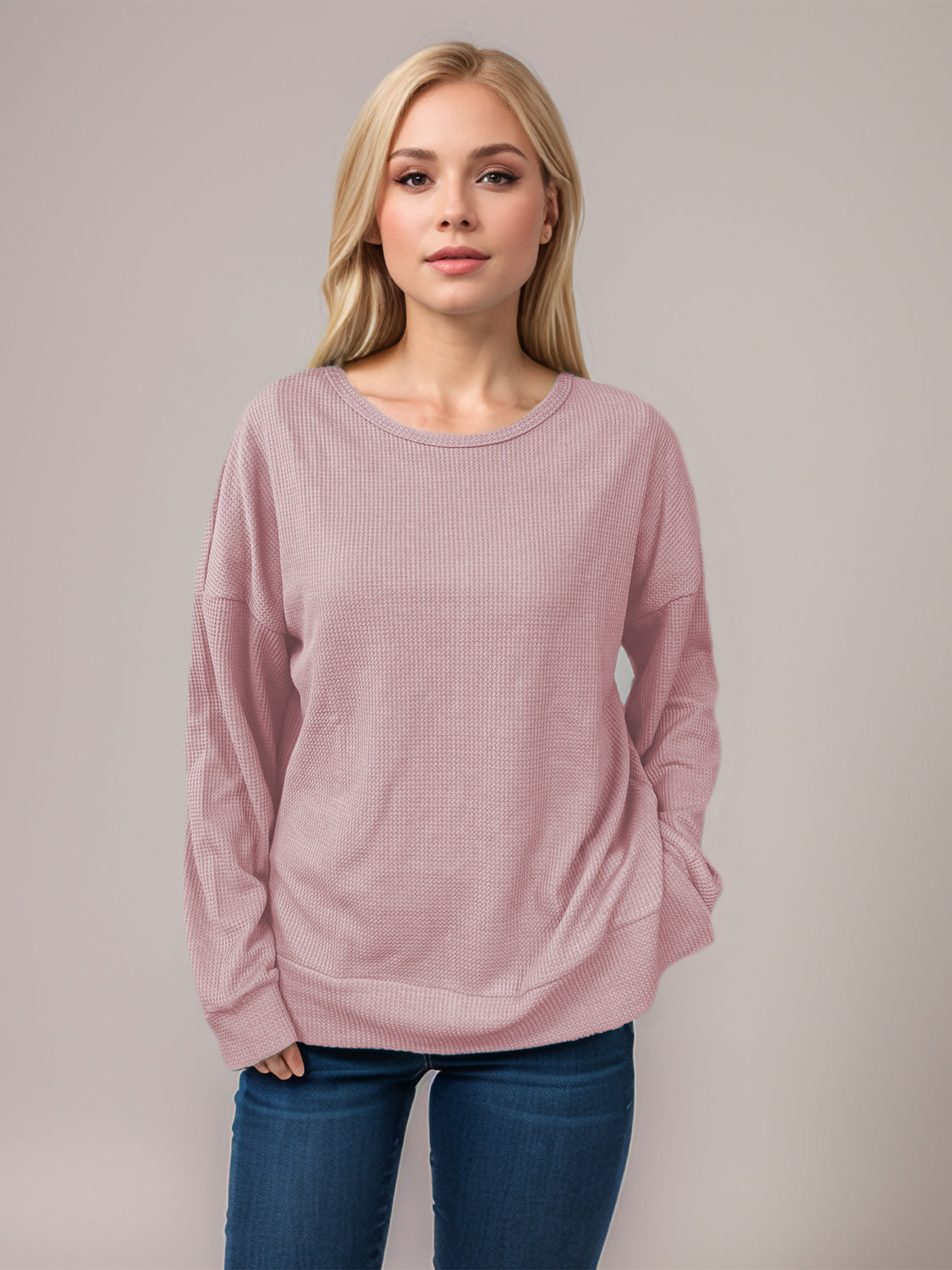 Outfit Flow - Side Slit Round Neck Long Sleeve T-Shirt