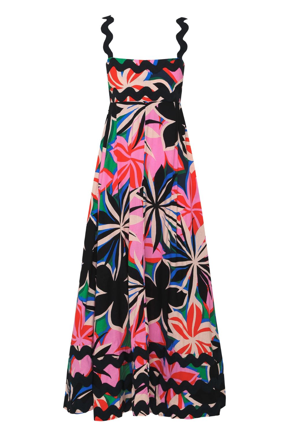 Printed Square Neck Wide Strap Dress OutfitFlow