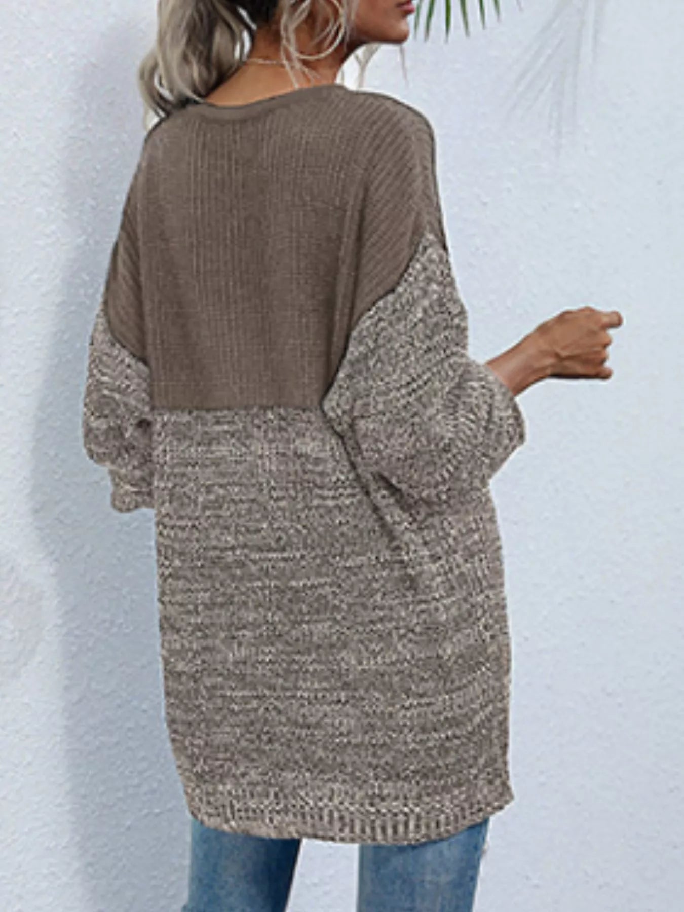 Color Block Long Sleeve Oversized Sweater OutfitFlow