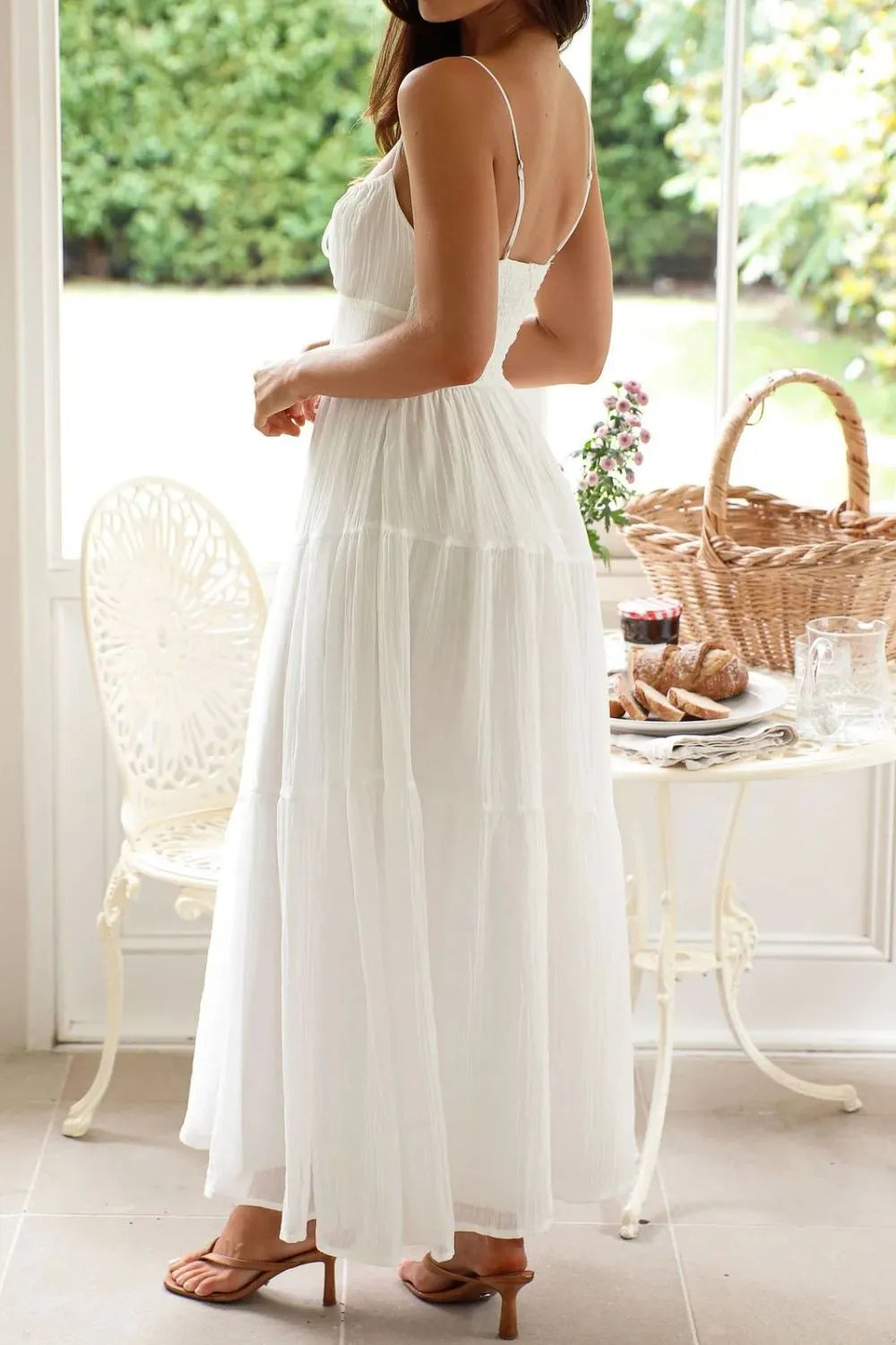 Ruched Smocked Back Cami Dress OutfitFlow