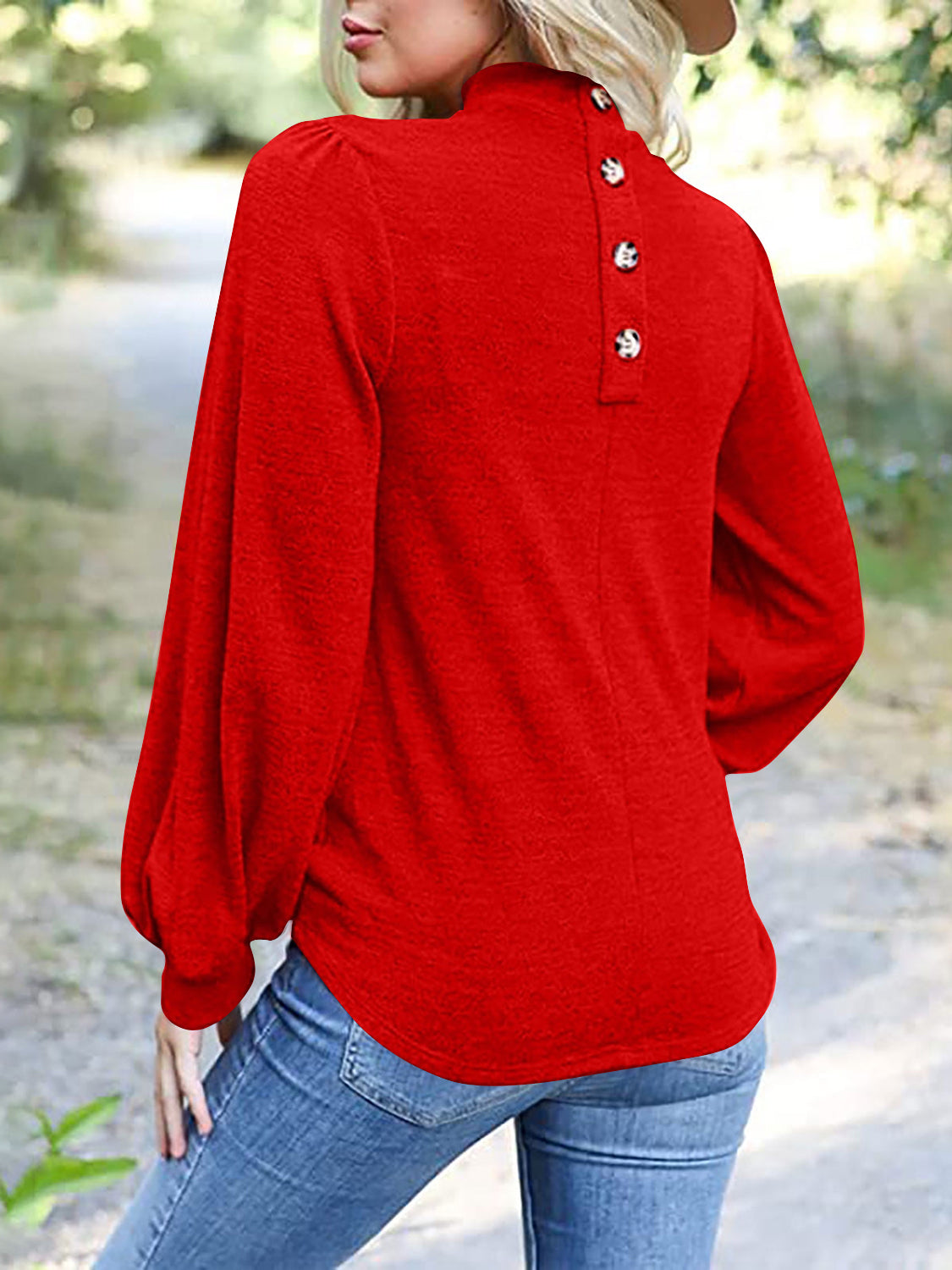 Outfit Flow - Full Size Mock Neck Long Sleeve T-Shirt