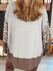 Color Block Leopard Contrast Letter Graphic Christmas Sweatshirt OutfitFlow