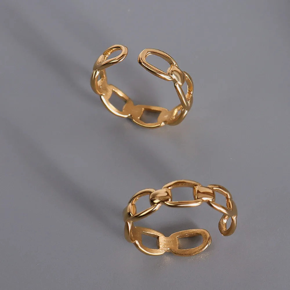 Titanium Steel Gold-Plated Adjustable Ring OutfitFlow