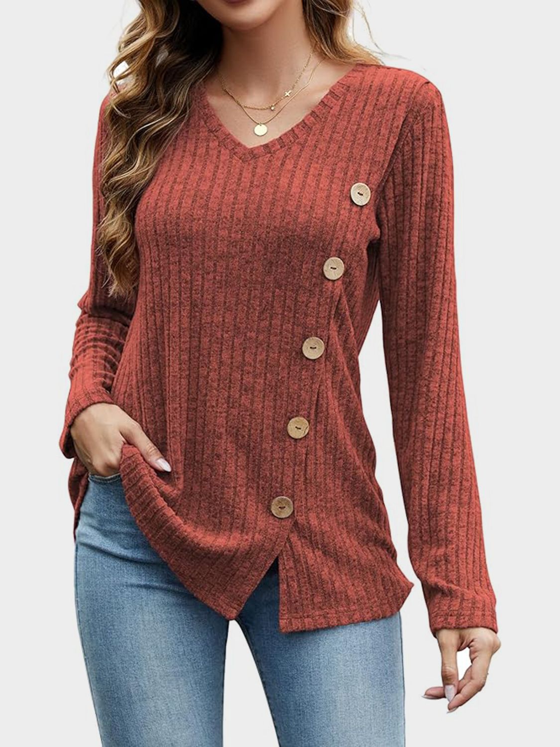 Outfit Flow - V-Neck Long Sleeve T-Shirt