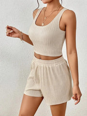 Scoop Neck Top and Shorts Set OutfitFlow