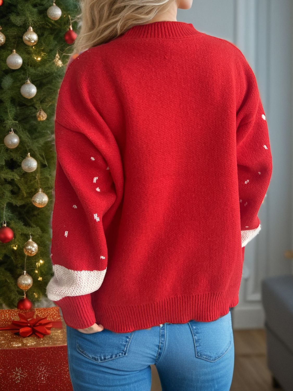 Outfit Flow - Reindeer Mock Neck Long Sleeve Sweater