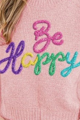 BiBi Metallic Letter Short Puff Sleeve Hairy Sweater OutfitFlow