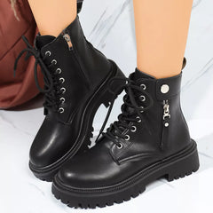 Round Toe Block Heels Boots OutfitFlow