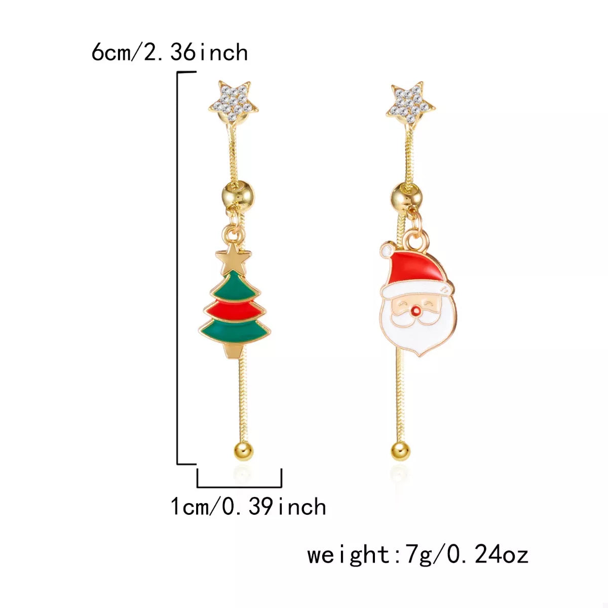 Christmas Santa Asymmetrical Drop Earrings OutfitFlow