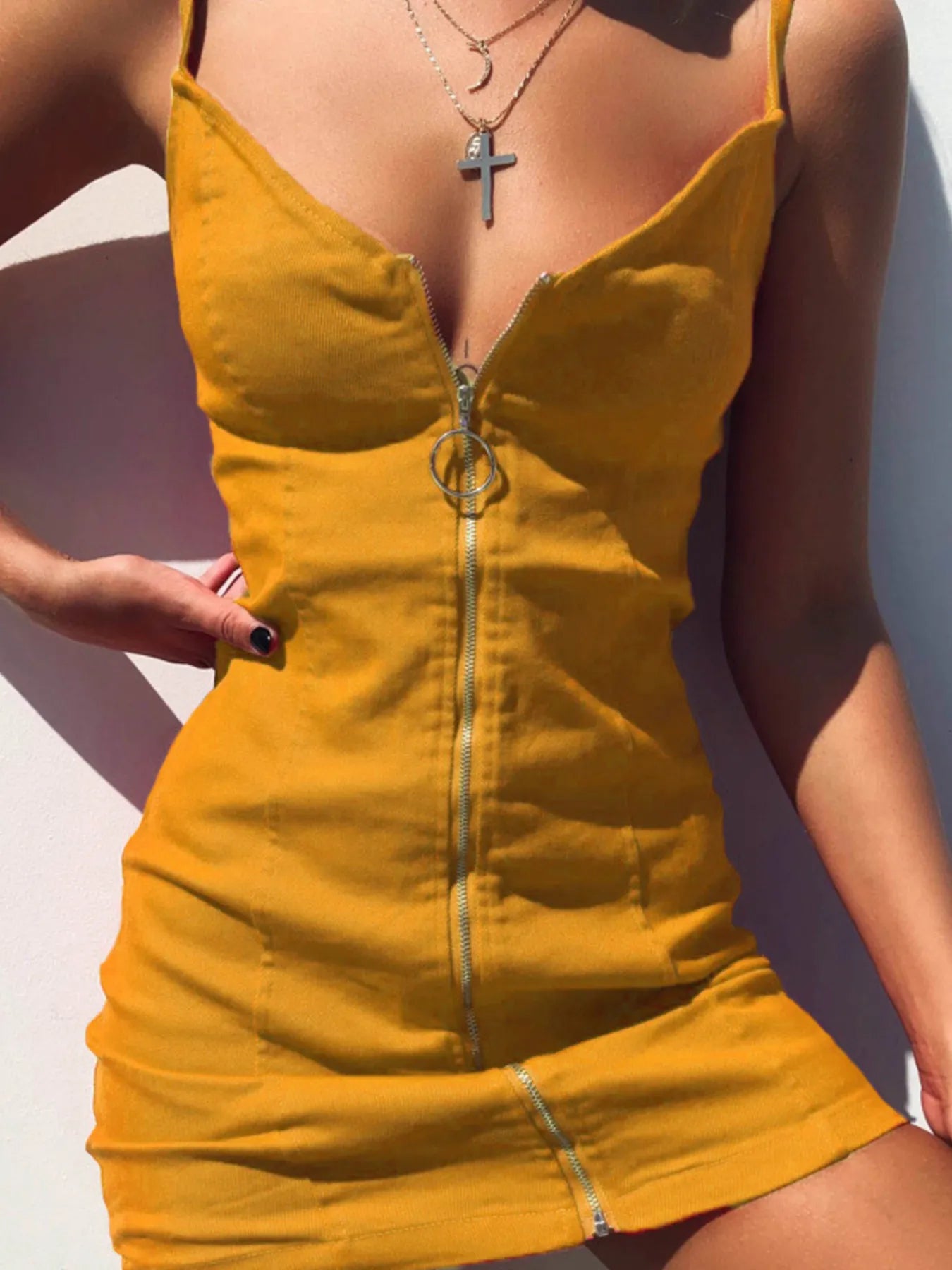 Full Size Zip-Front Bodycon Mini Dress Plus Size OutfitFlow