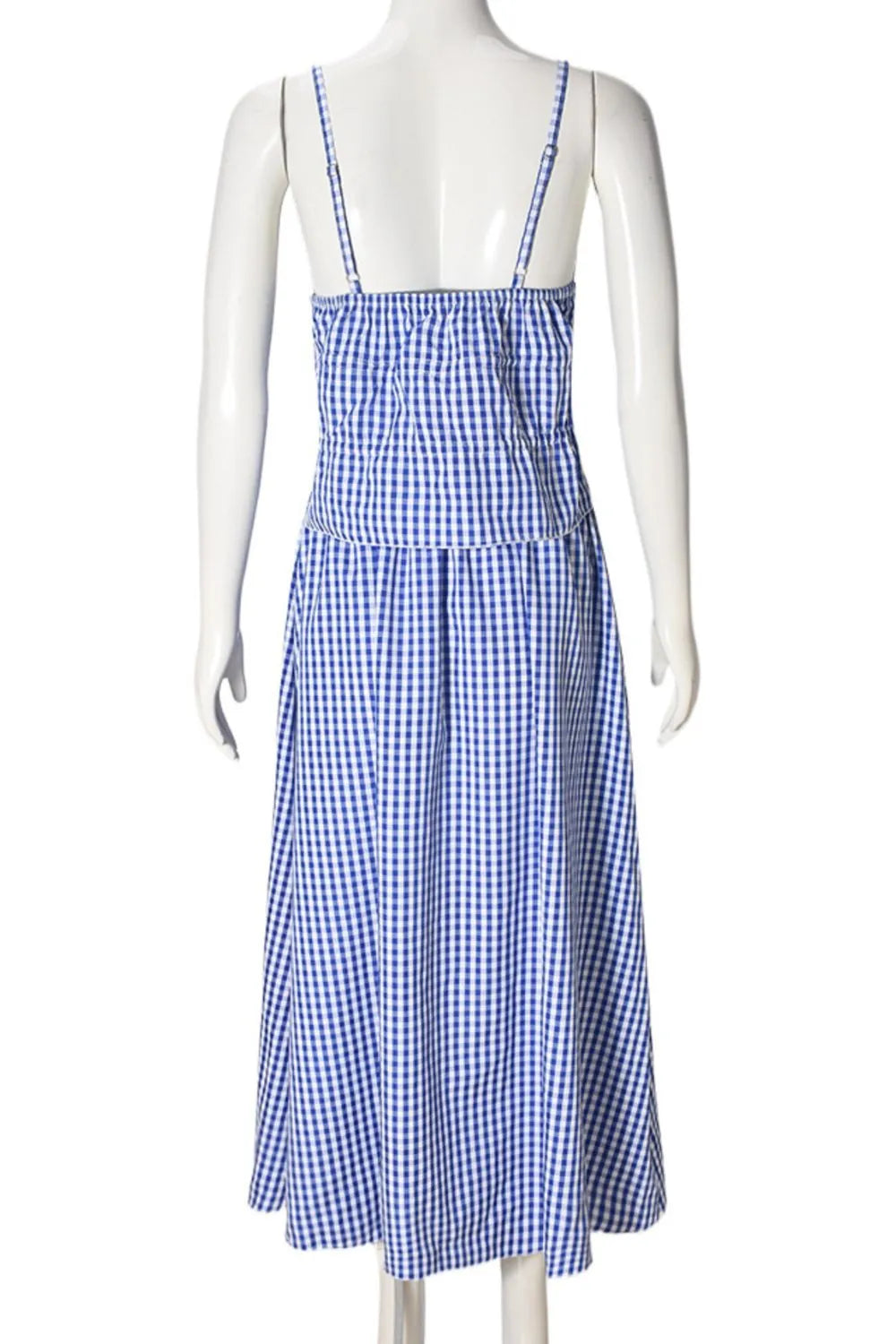Plaid Tie Front Cami and Skirt Set OutfitFlow