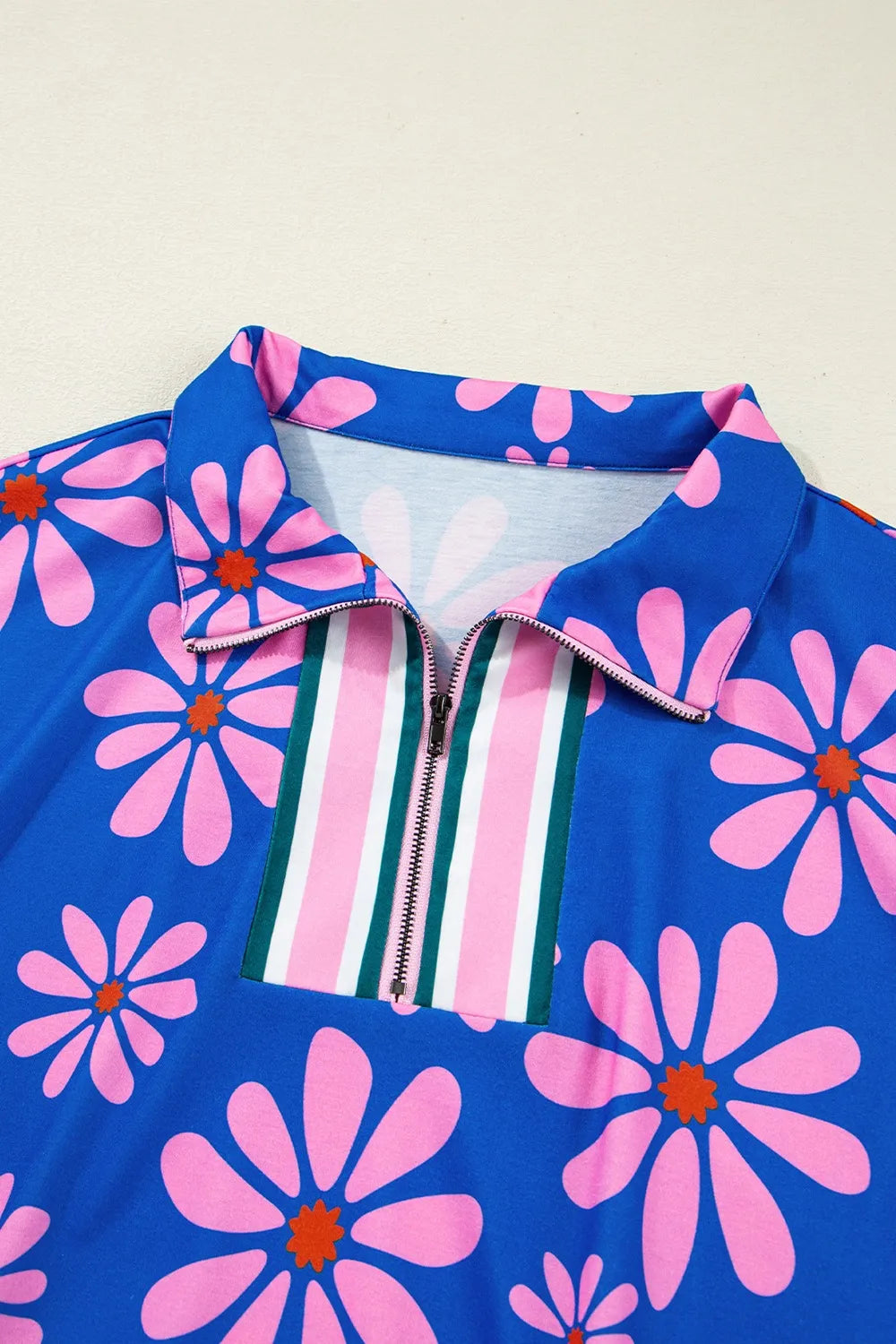 Floral Print Zip Collar Drawstring Summer Mini Dress OutfitFlow