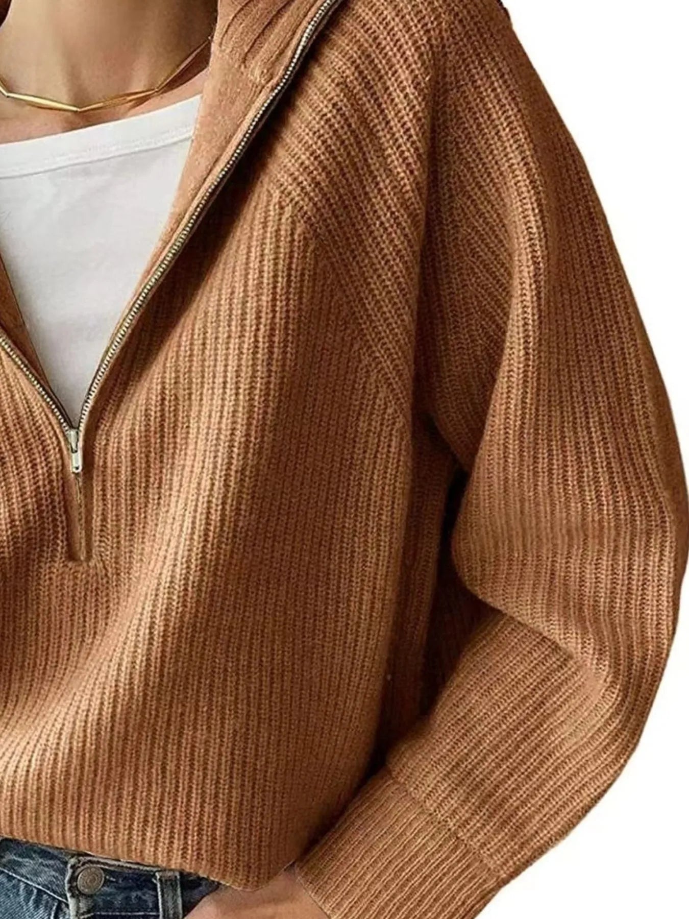 Half-Zip Long Sleeve Sweater OutfitFlow