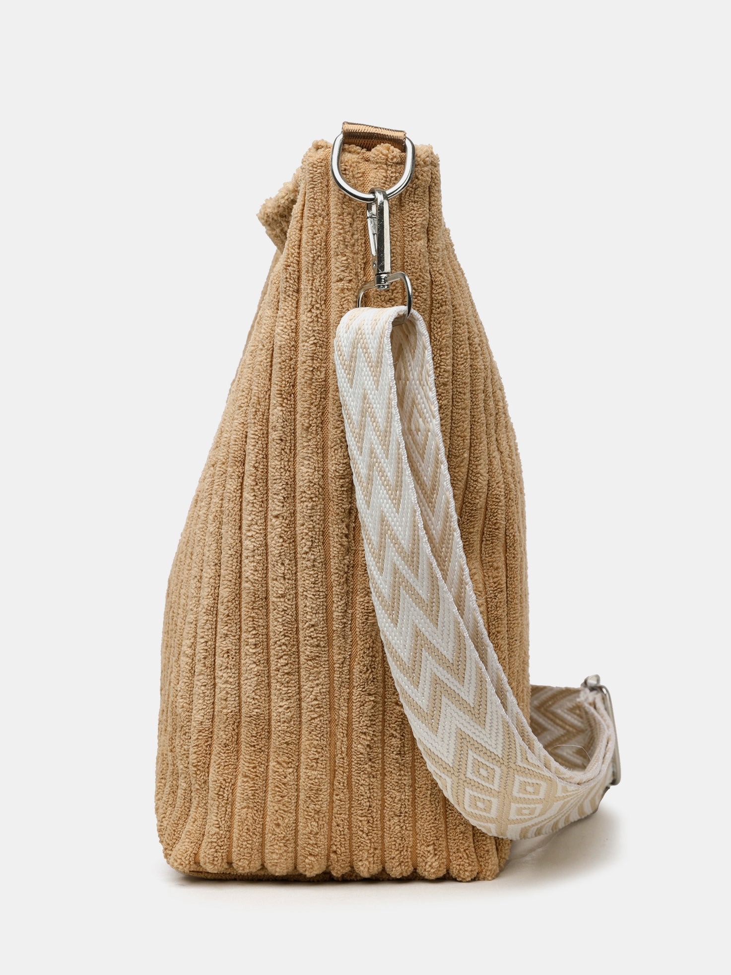 Corduroy Solid Color Crossbody Bag with Removable Strap OutfitFlow