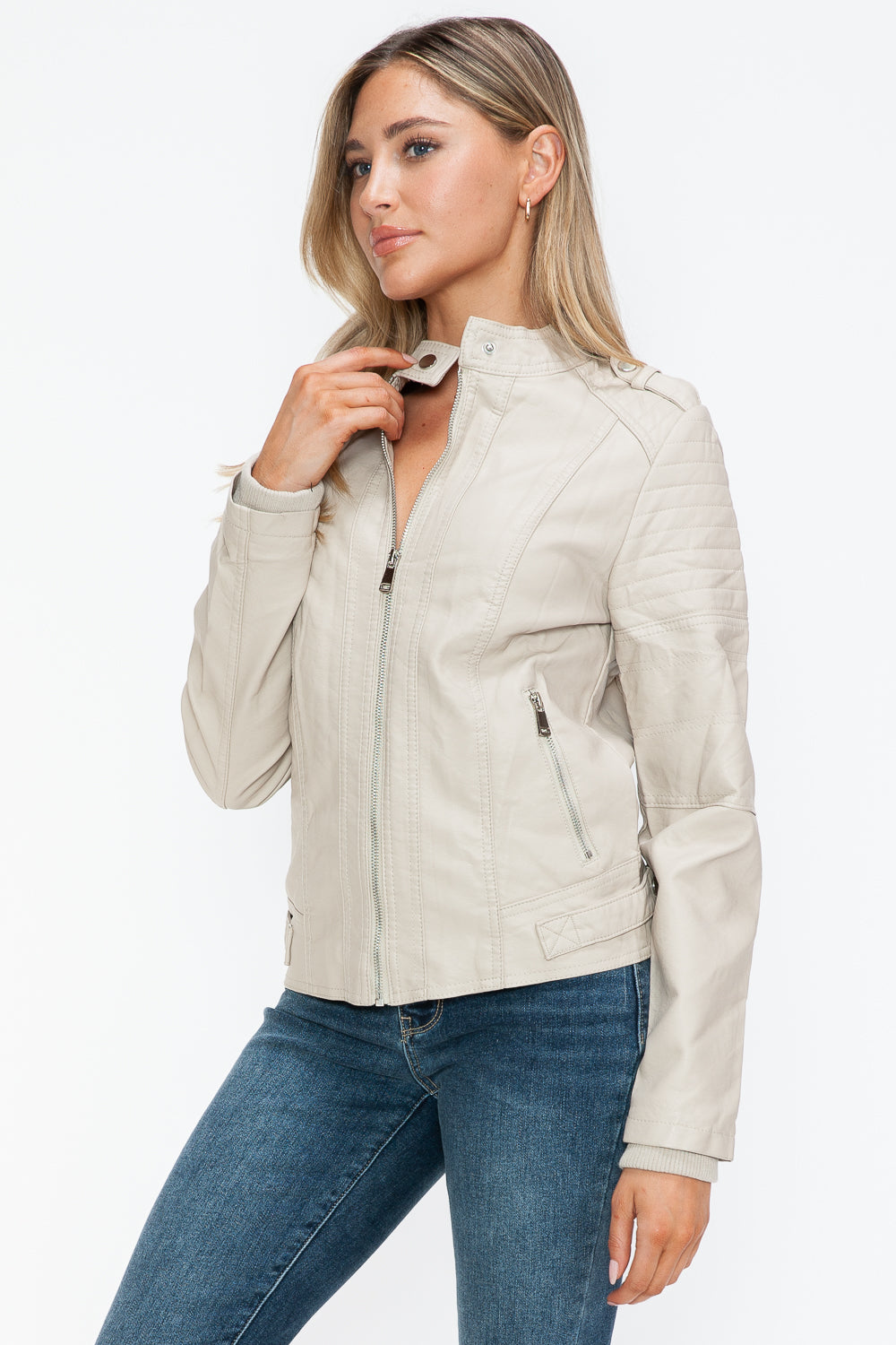 Outfit Flow - Snobbish PU Leather Biker Jacket with Side Zip Pockets