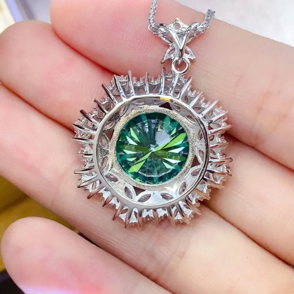 10 Carat Moissanite 925 Sterling Silver Pendant Necklace OutfitFlow