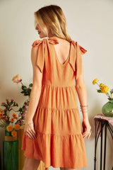 ADORA V-Neck Tie Shoulder Dress OutfitFlow