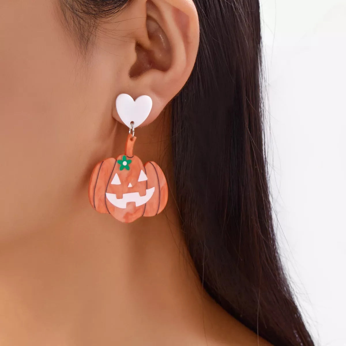 Halloween Pumpkin Heart Drop Earrings OutfitFlow