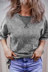 Mineral Wash Drop Shoulder Round Neck T-Shirt OutfitFlow