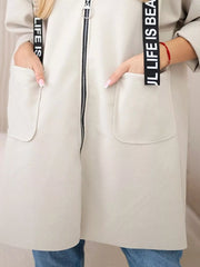 Full Size Hooded Zip-Up Longline Outerwear Plus Size Trendsi