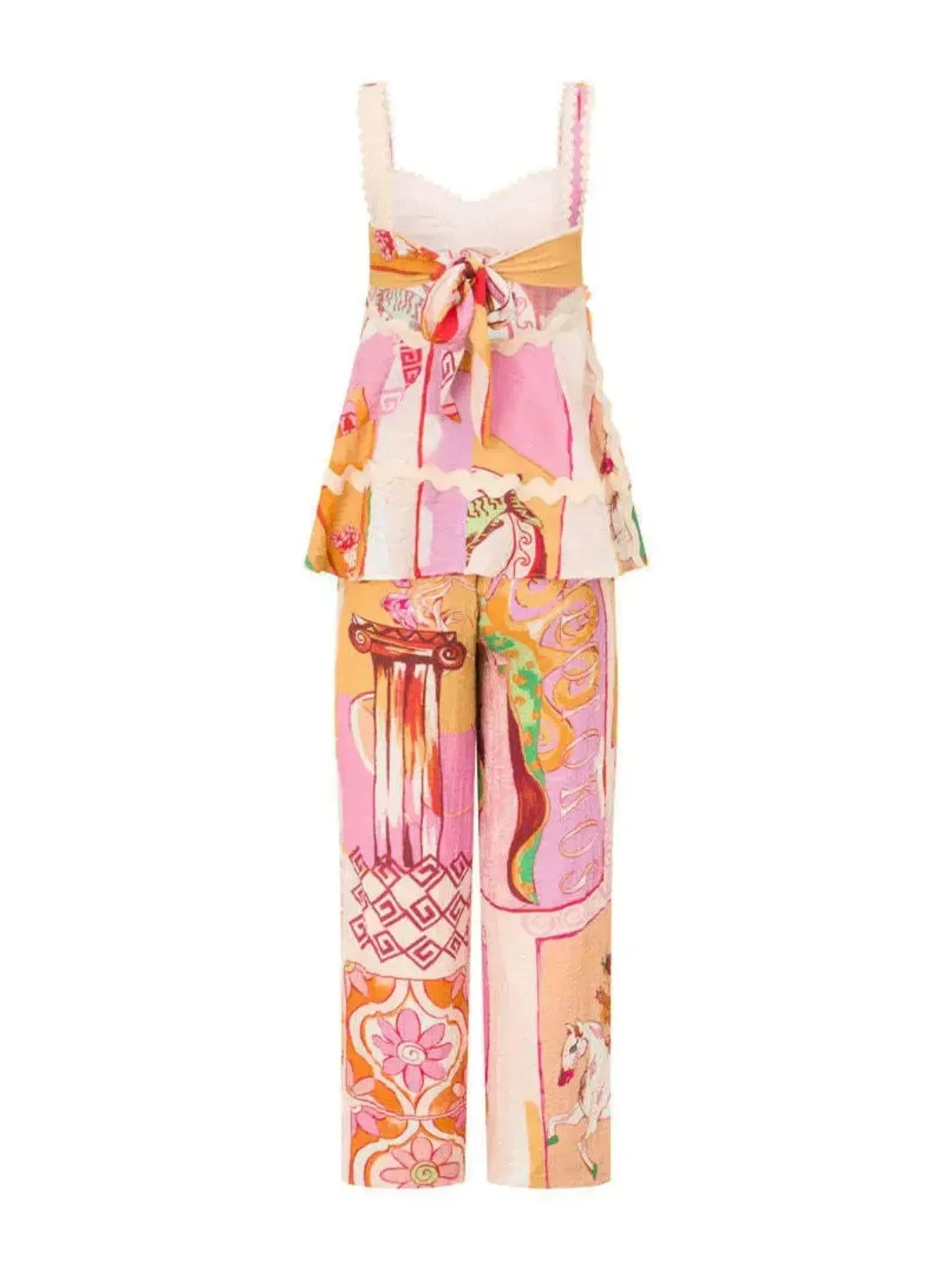 Tie Back Printed Cami and Pants Set OutfitFlow