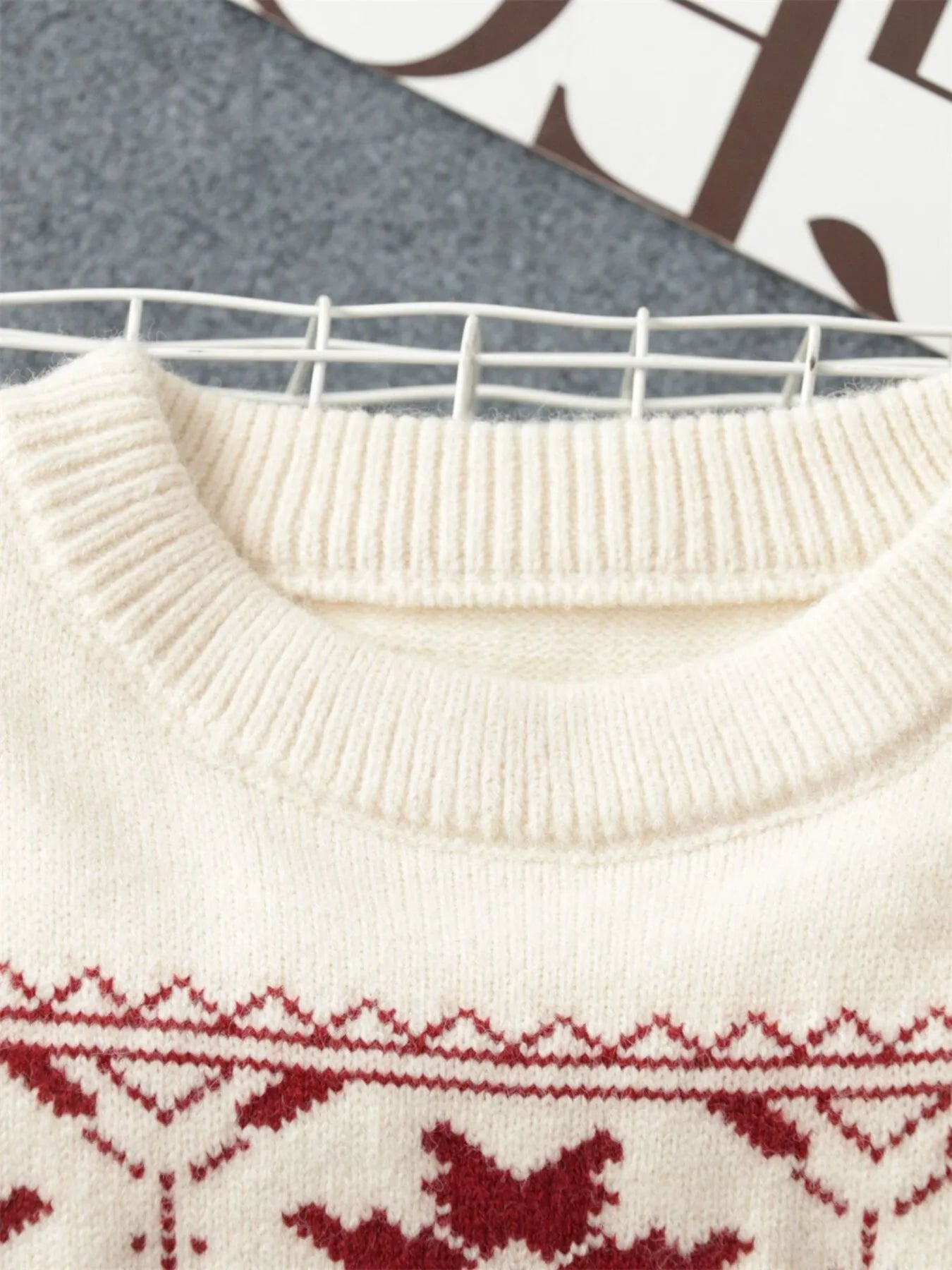 Christmas Snowflake Round Neck Sweater OutfitFlow