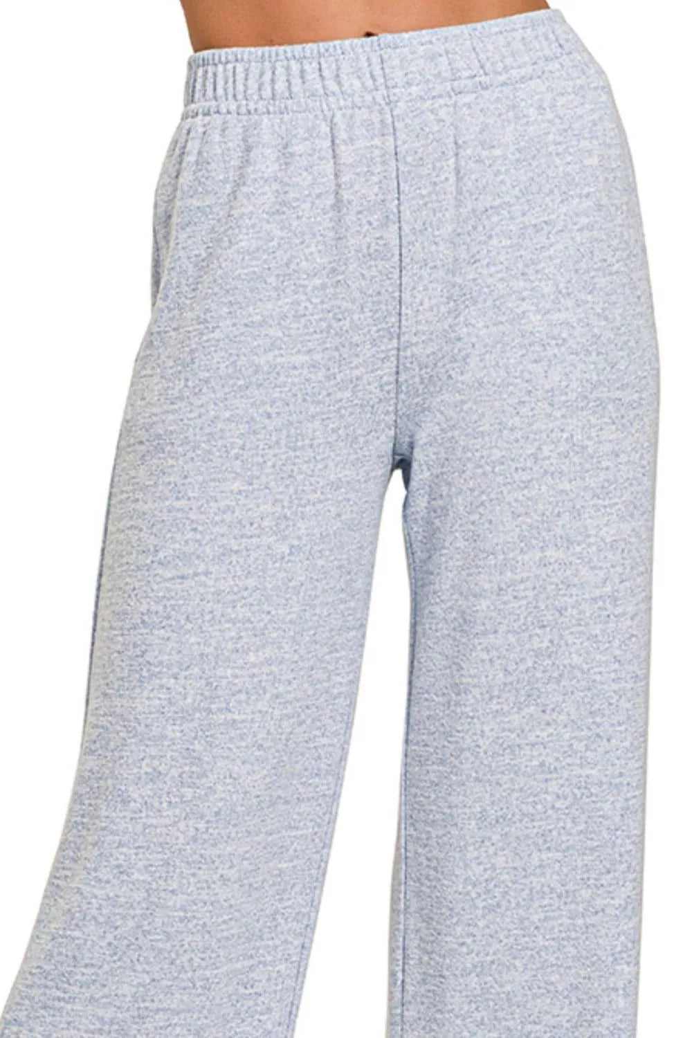 Zenana Soft Melange Hacci Elastic Waistband Lounge Pants OutfitFlow