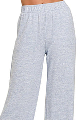 Zenana Soft Melange Hacci Elastic Waistband Lounge Pants OutfitFlow