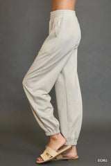 Umgee Drawstring Jogger Pants with Front Seam Detail OutfitFlow