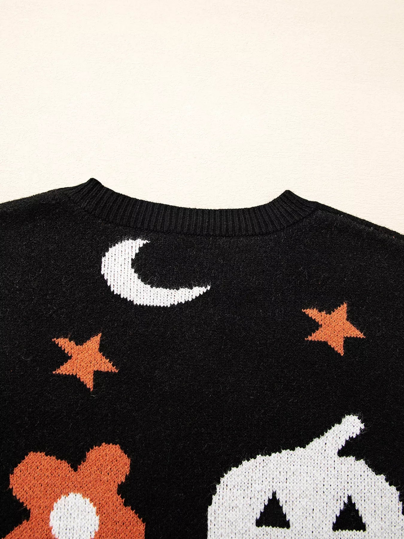Halloween Gothic Pattern Long Sleeve Sweater OutfitFlow