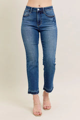 Judy Blue Full Size Hw Vintage Wash Release Hem Kick Flare Jeans Plus Size MD OutfitFlow