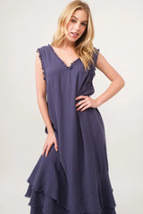 And The Why Washed Cotton Gauze Fringe Detail Tiered Dress OutfitFlow