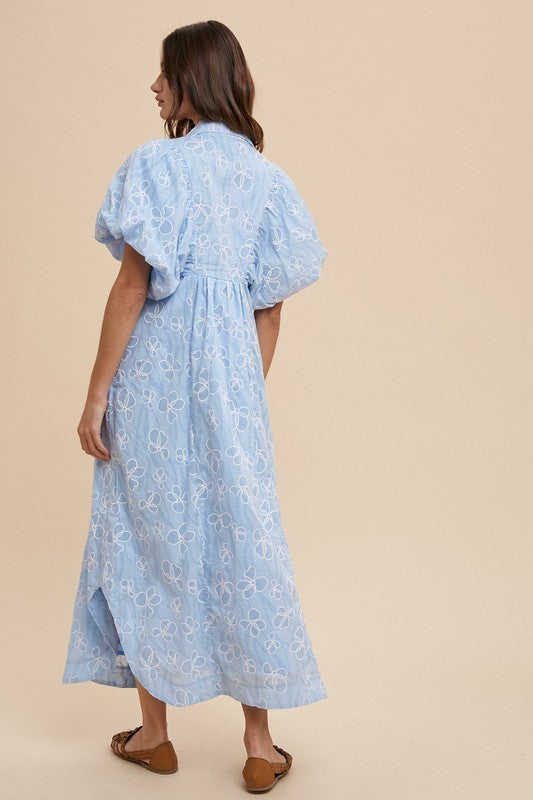 Annie Wear Floral Smock Detail Puff Sleeve Dress