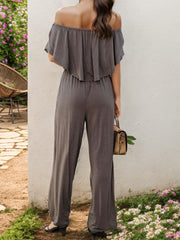 Outfit Flow - Off-Shoulder Wide Leg Jumpsuit