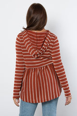 Outfit Flow - Be Stage Full Size Drawstring Striped Babydoll Hoodie