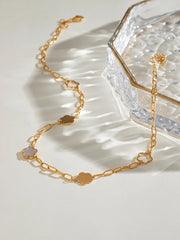 Stainless Steel White Mother-Of-Pearl Flower Necklace OutfitFlow